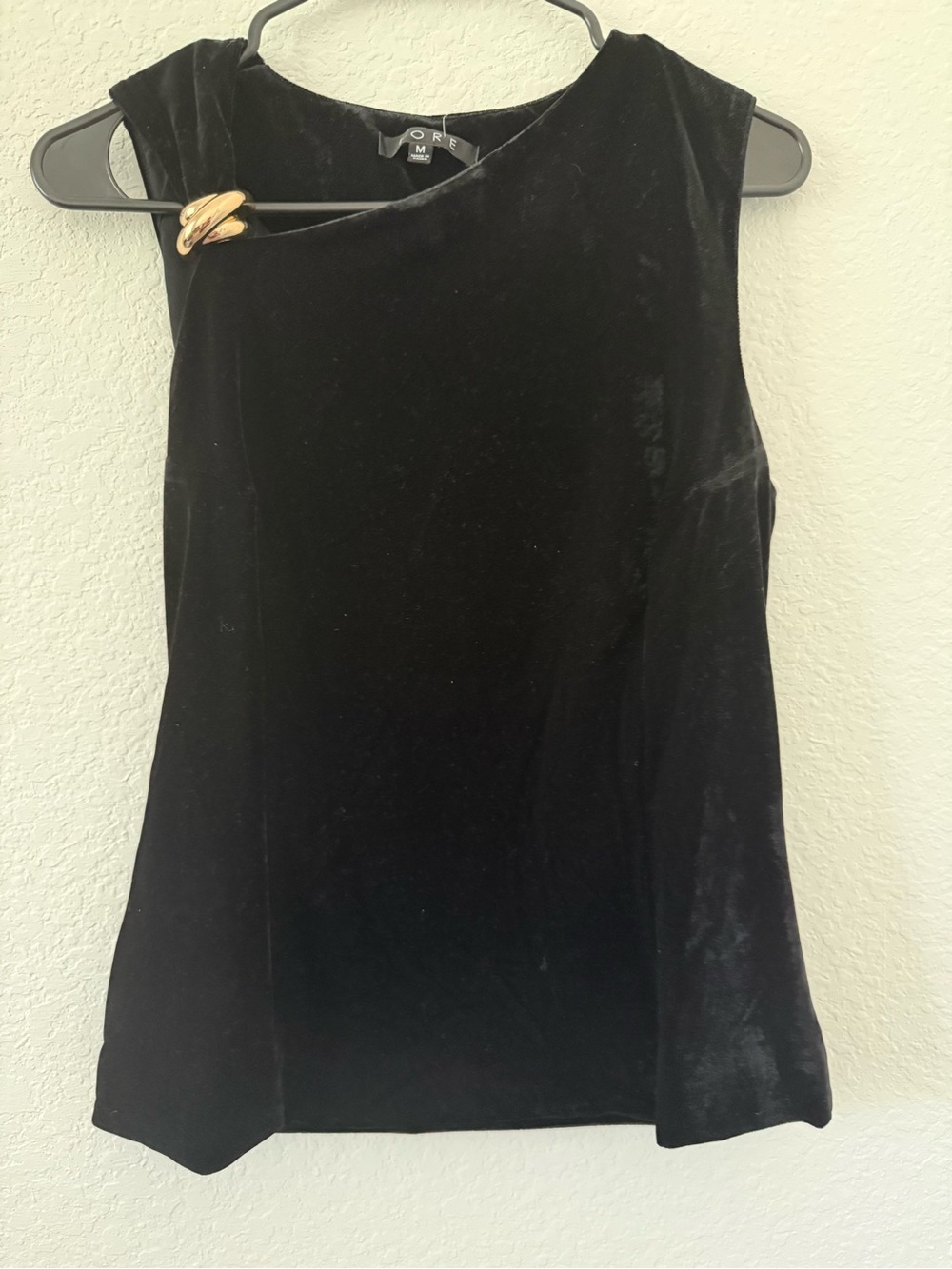 Forte Black Velvet Tank Top with Gold Accent